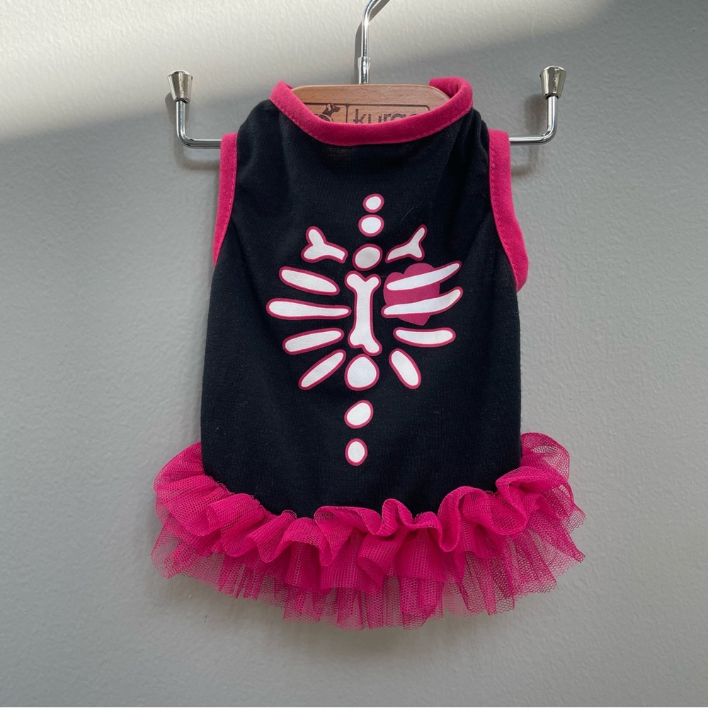 Black & Hot Pink Skeleton Tutu Costume Dress - XS